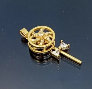 Impresionante colgante de filigrana italiano simulado diamante de 18 quilates relleno de oro 18 quilates 30 mm - Imagen 1 de 8