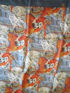 Venice Mardi Gras Silk Scarf Carnival Shrove Tuesday - -34ins /87cm sq. - Picture 1 of 4