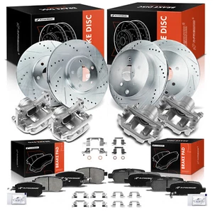 Front & Rear Drilled Rotors & Brake Pad + Brake Caliper for INFINITI FX45 03-05 - Foto 1 di 13