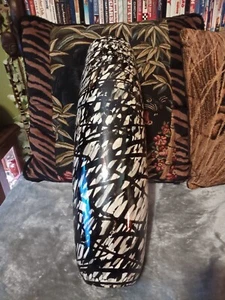 Large art glass swirl vase,19 in tall,dark brown,cream,and clear,textured feel. - Picture 1 of 10