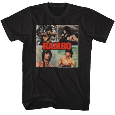 John RAMBO The Movie Multi Fighting Images 100% Algodão Preto em Tamanhos Pequeno - 5XL - Imagem 1 de 3