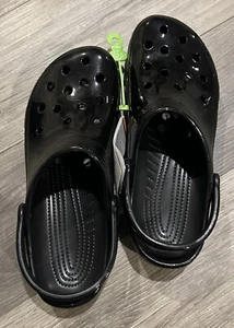 Crocs Classic High Shine Clog Black Size M 13 - Picture 1 of 4