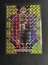 2023 Panini Mosaic Emmanuel Forbes Reactive Yellow Prizm Rookie Card.