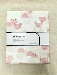 New Pottery barn Kids Organic Sunset Skies Sheet Set Full blush Pink smile - Picture 1 of 2