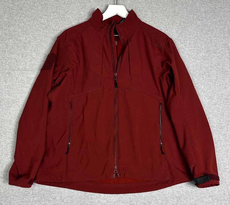 5.11 Tactical Softshell Jacket Mens XL Red Burgundy Fleece Lined Cuffs - Image 1 of 4