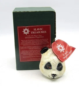 SLAVIC TREASURES HANDMADE "MINI PANDA HEAD" GLASS ORNAMENT (New w/Tag & Box) - Picture 1 of 5