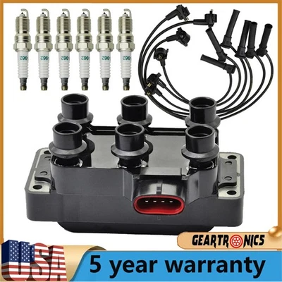 Ignition Coil & 6 Spark plug & 6 wire For Ford Explorer Sport Trac Mustang 4.0L - Image 1 of 4