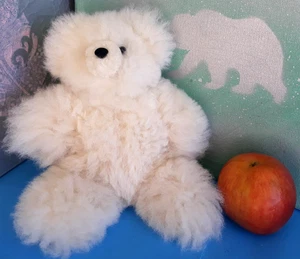 Alpaca ~ Wool/Fur Teddy Bear ~ Plush White (Cream) Lovey Furry Fuzzy Soft ~ 9.5" - Picture 1 of 10