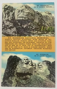 Postal vintage de los años 50 ~ Monte Rushmore antes y después ~ Black Hills Dakota del Sur - Imagen 1 de 2