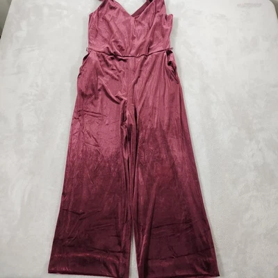 Banana Republic Womens Jumpsuit Petities 6P Velvet Romper Wide Leg Whimsigoth - Image 1 of 4