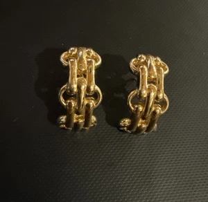 Vintage CHr. DIOR Gold Tone stud beautiful EARRINGS 1”X1/2”!!! - Picture 1 of 7