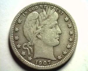 1907-S BARBER QUARTER DOLLAR VERY FINE VF NICE ORIGINAL COIN BOBS COIN FAST SHIP - Picture 1 of 2