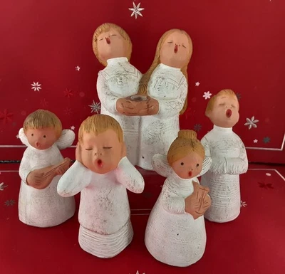 5 Ángeles Coro Terracota Jullar Navidad Vintage Hecho en España Foto 1 de 4