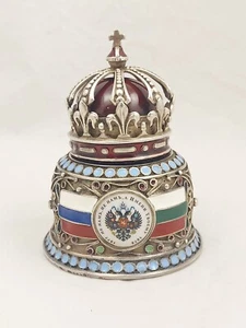 Imperial Russ Faberge Desk Clock Silver Enamel Verge Fusee Turkish War 1877-1878 - Picture 1 of 22