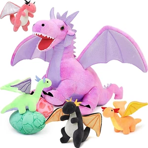 7 Pcs Dragon Plush Stuffed Animal,22 Inches Pink Dragon Plush Toy Set,Large Stuf - Picture 1 of 12