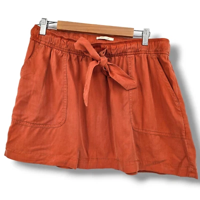 Minifalda naranja XL Cynthia Rowley para mujer línea A lazo cintura Lyocell Foto 1 de 4