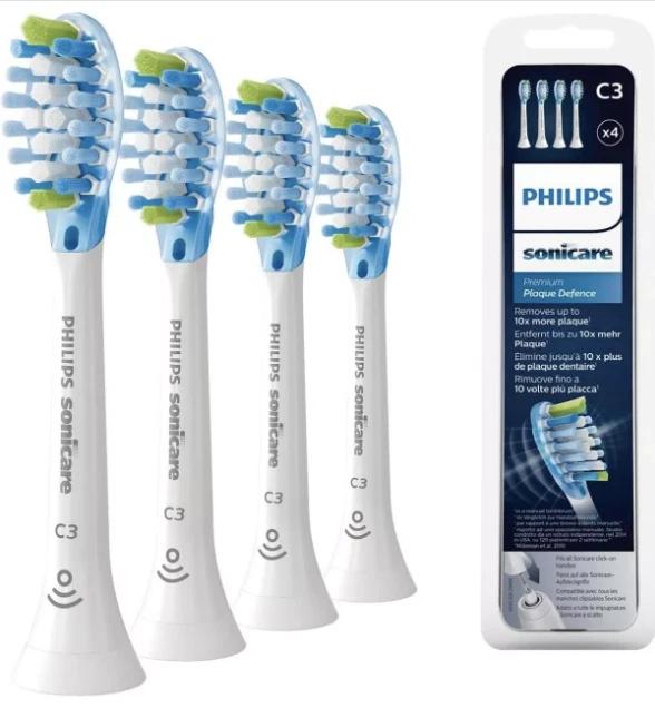 WHITE,4pack, Philips Sonicare C3 Plaque Defence Toothbrush Heads Replacement UK
