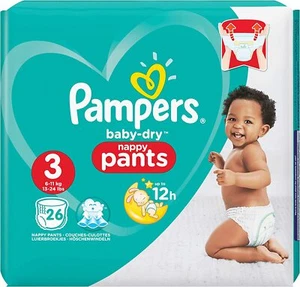 Pampers Baby Dry Pants Size 3  6-11 kg  4 X 26 Nappy Pants  TOTAL 104 NPANTS - Picture 1 of 3