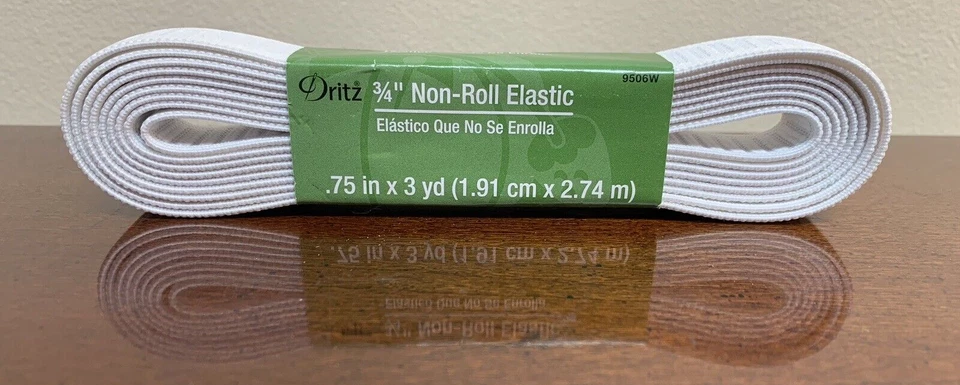 Dritz 9506W Nonroll Flat Elastic White 3yards X 3/4inch