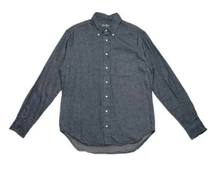 Gitman Vintage $250 Navy Blue Heavy Herringbone Soft Brushed Flannel Shirt M - Picture 1 of 7