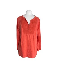 Chicos Tunika Bluse Damen Größe 2 Large orange Perlen bestickt Riegelärmel - Bild 1 von 7