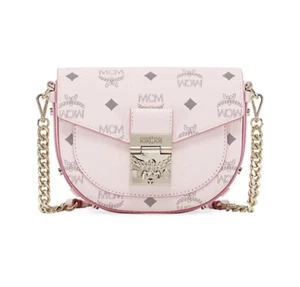 ¡Nuevo con etiquetas $720 mcm Mini Bolso Bandolera Redondo Patricia en Visetos en Polvo Rosa! - Imagen 1 de 12