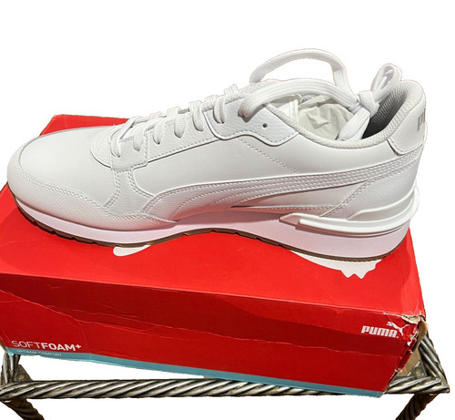 Taglia 11 5 PUMA ST Runner v4 pelle bianco gomma grigio glaciale