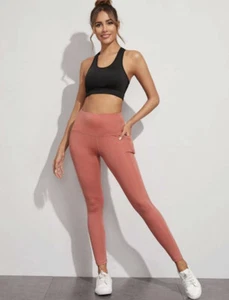 Women Sports Athletic Exercise Stretch Leggings Pockets Fitness Gym Active Wear - Picture 1 of 5