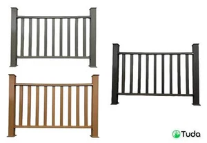 Composite decking balustrade railing kit - 1.5m - full kit - grey - teak - black - Picture 1 of 4