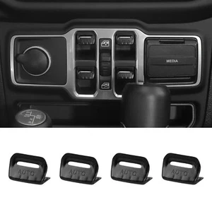 4x Black Window Lift Switch Adjust Button Cover Trim For Jeep Wrangler JL JT 18+ - Imagen 1 de 7
