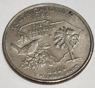 1 SINGLE 2000 P Mark QUARTER DOLLAR 25 CENT US USA COIN SOUTH CAROLINA PALMETTO - Image 1 of 3