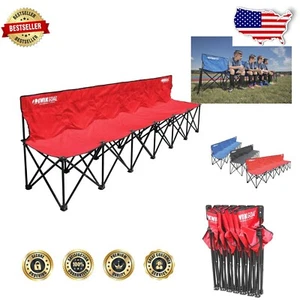 Convenient 6-Seat Bench for Team Seating - Collapsible Steel and Woven Fabric - Picture 1 of 9