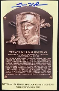 Trevor Hoffman Signed Gold HOF Plaque Postcard Yellow Autograph Padres HOF JSA 1 - Picture 1 of 3