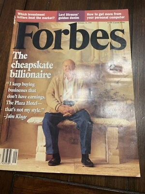 Vintage Forbes February 1996 Magazine - The Cheapskate Billionaire - John Kluge — 第 1/4 张图片