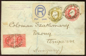 Gran Bretaña 1905, tarjeta de papelería postal registrada mejorada a Pozsony, Hungría - Imagen 1 de 2