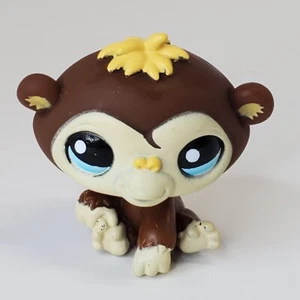 100 % AUTHENTISCH Littlest Pet Shop Set #1122 brauner Schimpanse Affe mit blauen Augen - Bild 1 von 7