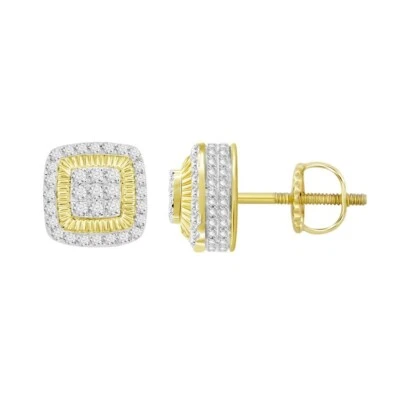 Aretes cuadrados de diamantes de 0,25 quilates de oro amarillo de 10 k para hombre atornillados Foto 1 de 2