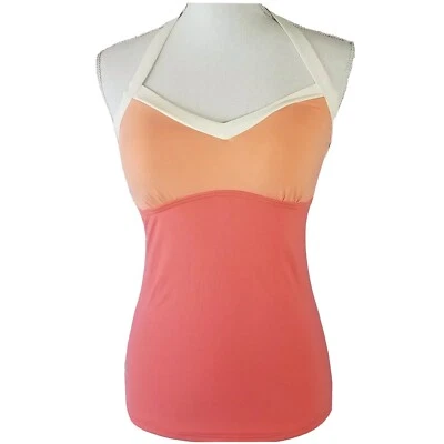 DownEast Womens Swimsuit Tankini Halter Style Pink Multcolor Colorblock SMALL - Image 1 of 4