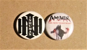INHUMAN THE NEW NIGHTMARE AND CLASSIC LOGO DESIGN 2 PIN SET NYHC PUNK ROCK  - Picture 1 of 2