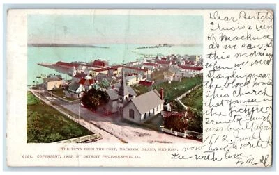 1903 The Town From The Port Mackinac Island Michigan MI Posted Vintage Postcard - Image 1 of 2