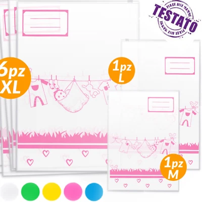 BUSTINE CORREDINO NEONATO OSPEDALE BUSTE SACCHETTI CAMBIO NASCITA BAMBINA BEBE' - Immagine 1 di 4