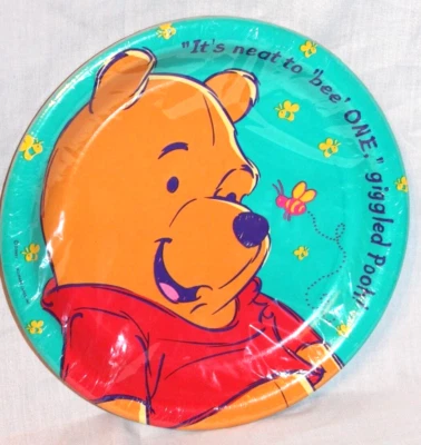 NEW WINNIE THE POOH DISNEY  DINNER  PLATES  1ST BIRTHDAY PARTY SUPPLIES   - Image 1 of 2
