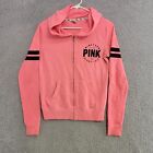 Victorias Secret Jacket Womens XS Extra Small Pink Full Zip Hooded Pockets 