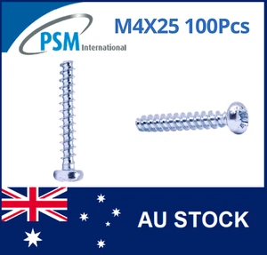 PLASTIC THREADING SCREW M4X25 PAN POZI STEEL ZINC PLATED WN1412KB40X25Z X100 - Picture 1 of 5