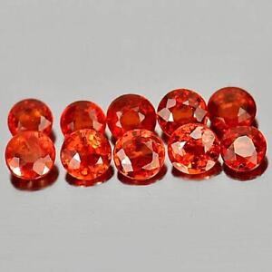 Sapphire Orangish Red 1.14 Ct. 10 Pcs. Round Shape 2.8 Mm. Natural Gems Tanzania