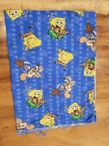 Cotton Quilt Fabric Blue Sponge Bob Sandy Hula Guitar Music Dance  2000 .81 yard - Picture 1 of 4