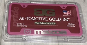 MAZDA License Plate Frame Stainless Steel PINK Automotive Gold - Picture 1 of 2