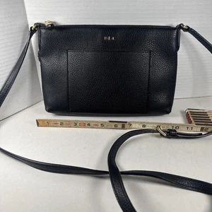 Lauren Ralph Lauren Faux Leather Black Crossbody Bag With Adjustable Strap - Picture 1 of 12