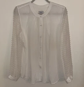 Blusa Camisa Rails Marfil Punto Suizo Manga Larga Seda Botón Frontal Mujer Grande - Imagen 1 de 8