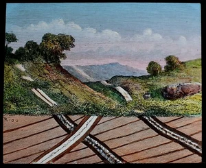 ANTIQUE Magic Lantern Slide METALIC VEINS C1890 ILLUSTRATION GEOLOGY MINING - Picture 1 of 3